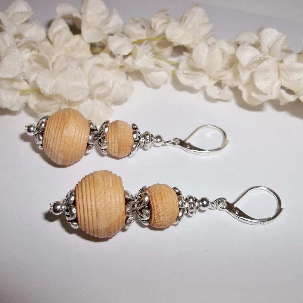 Tan Brown Wood Earring Set Statement Boho NWT 5459_4